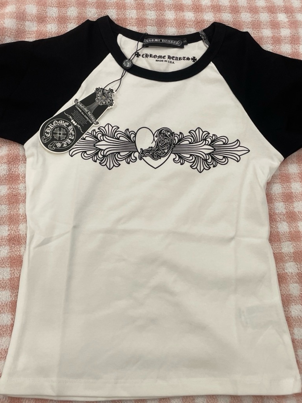 Chrome Hearts women’s Black & White Raglan Graphic Tee